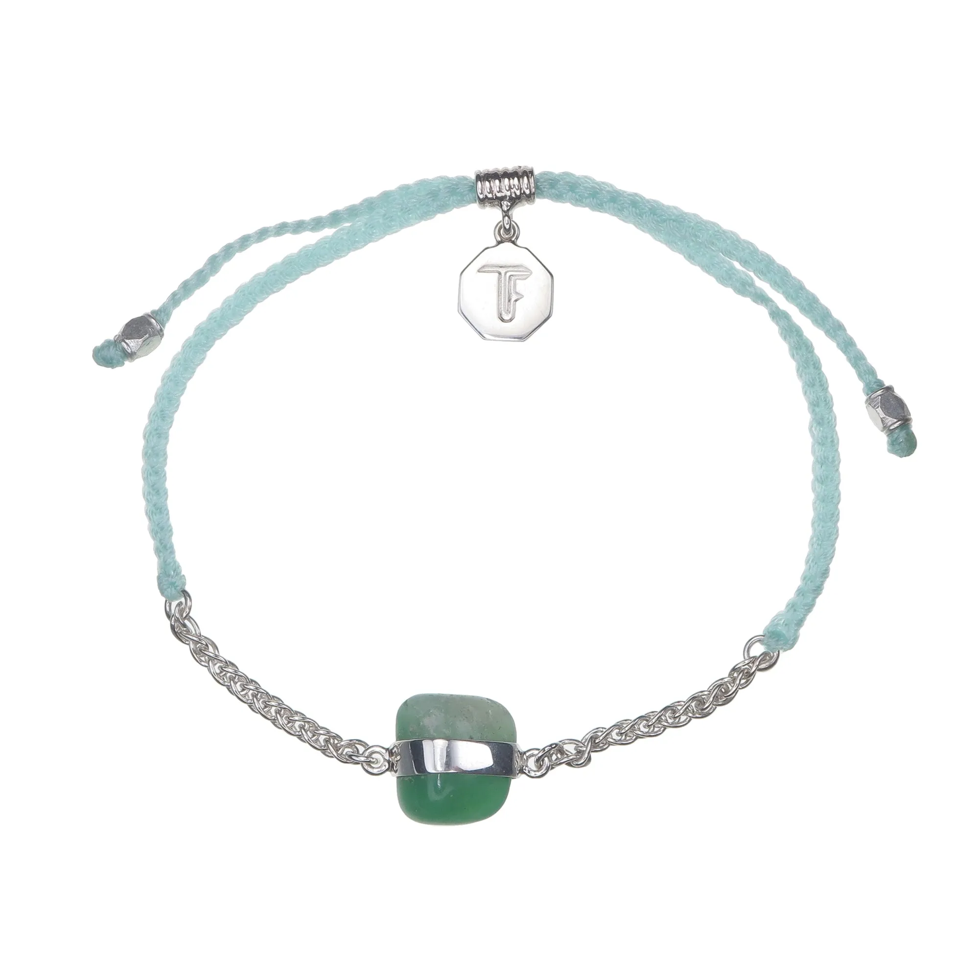 CHAIN & CORD CRYSTAL BRACELET - CHRYSOPRASE - MINT - SILVER