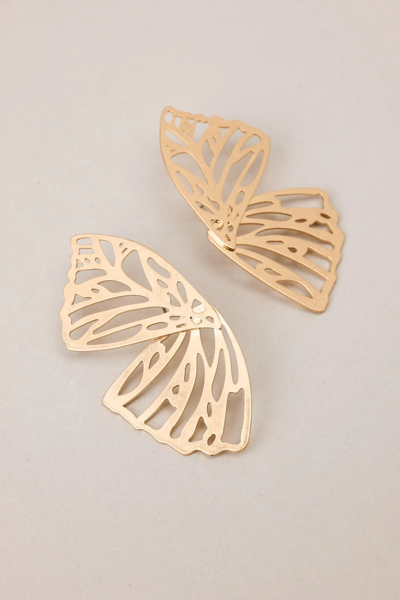 Cherish The Moment Worn Gold Butterfly Earrings