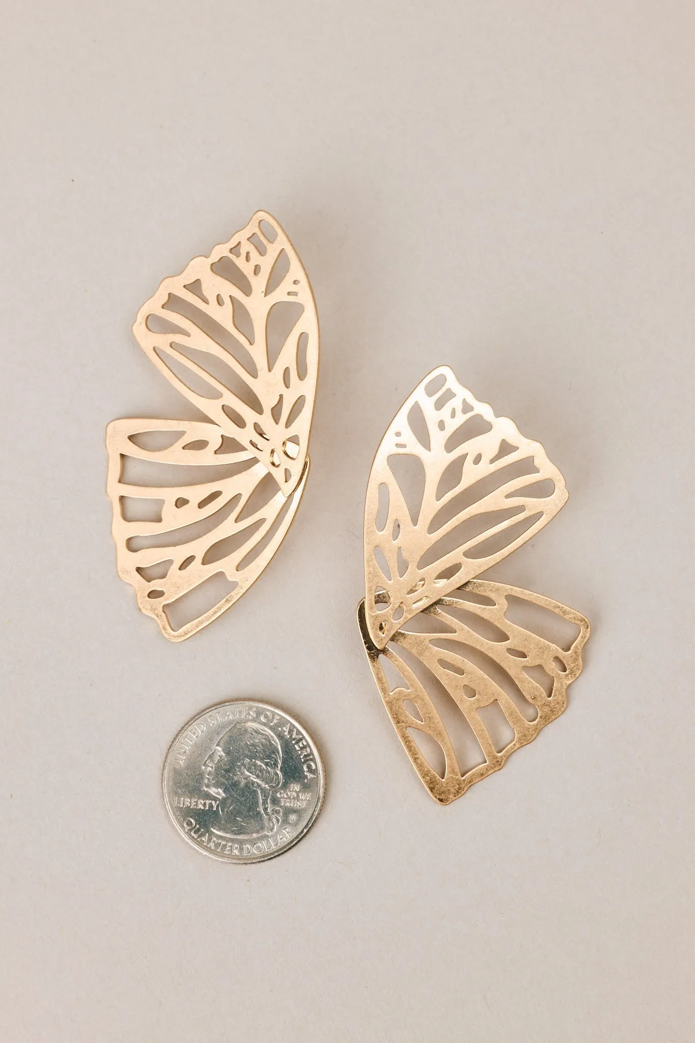 Cherish The Moment Worn Gold Butterfly Earrings