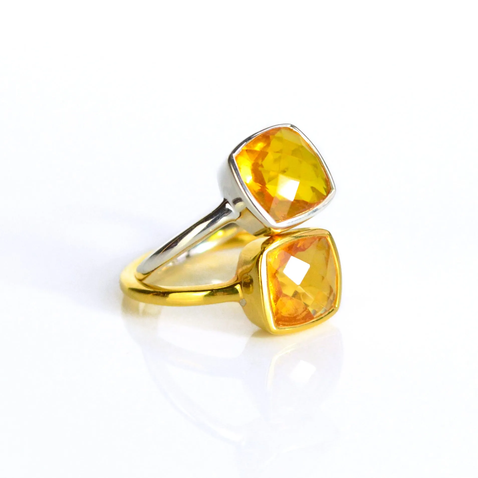 Citrine Cushion Ring : November Birthstone