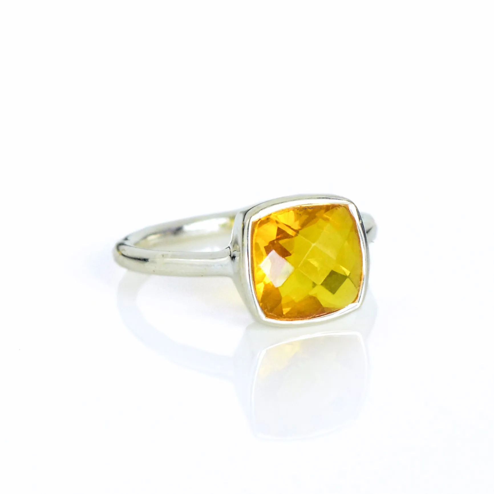 Citrine Cushion Ring : November Birthstone