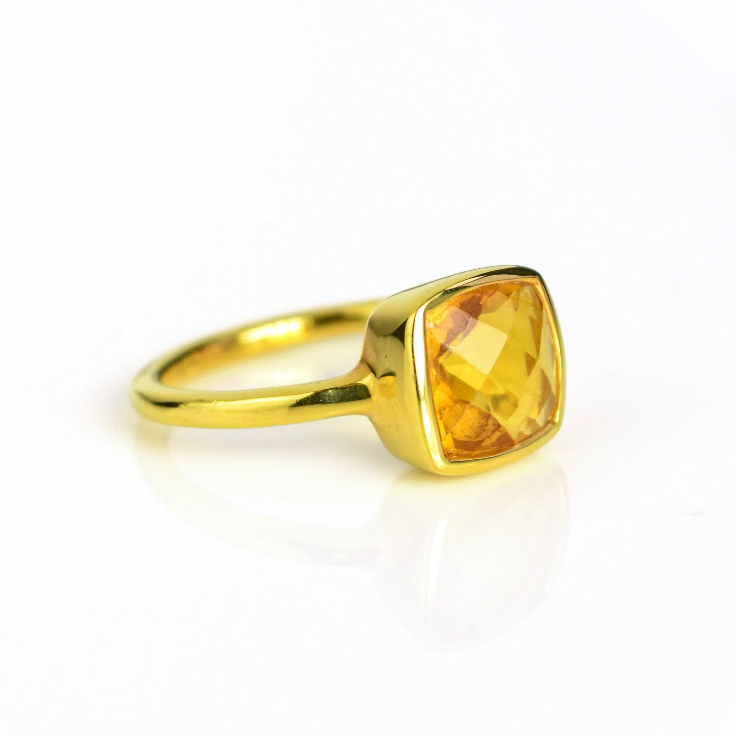 Citrine Cushion Ring : November Birthstone