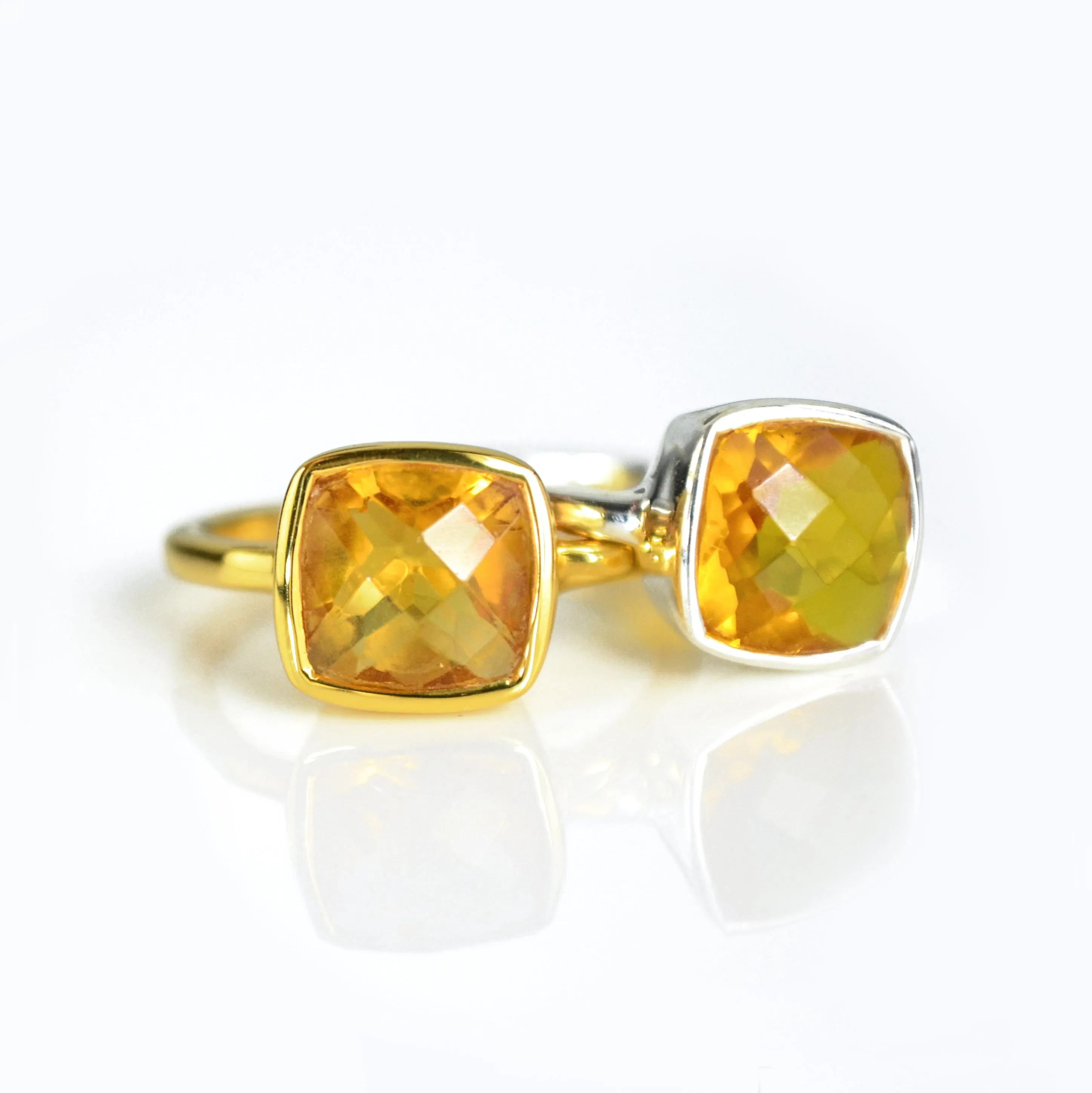 Citrine Cushion Ring : November Birthstone