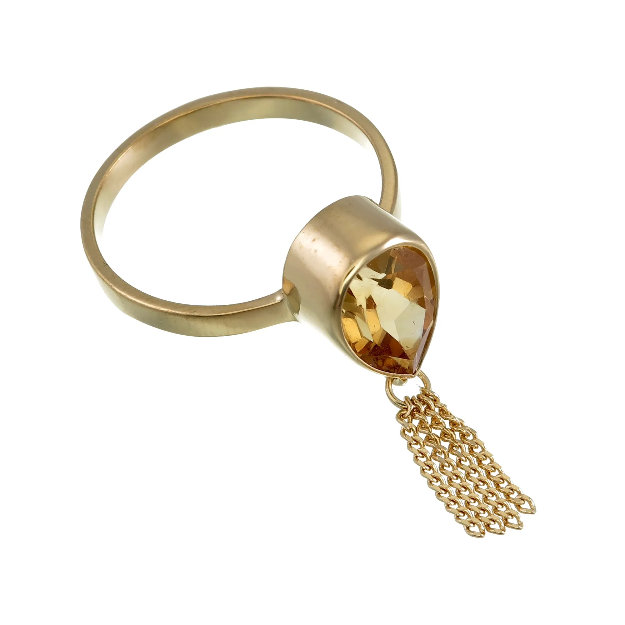 CITRINE TASSEL RING - GOLD