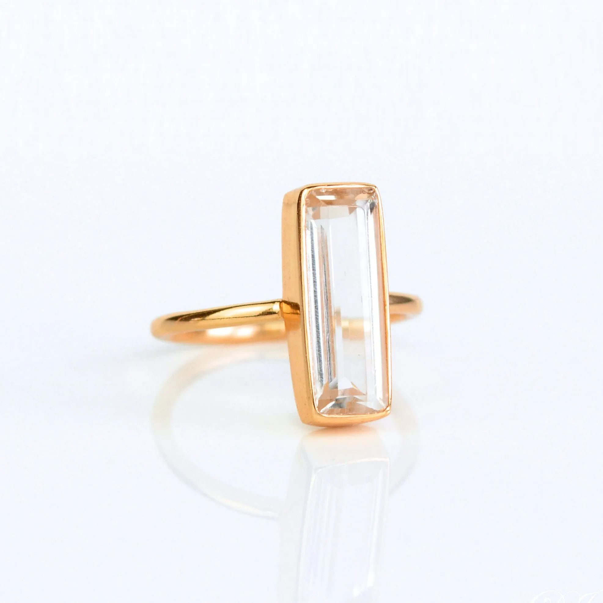 Clear Quartz Bar Ring : April Birthstone