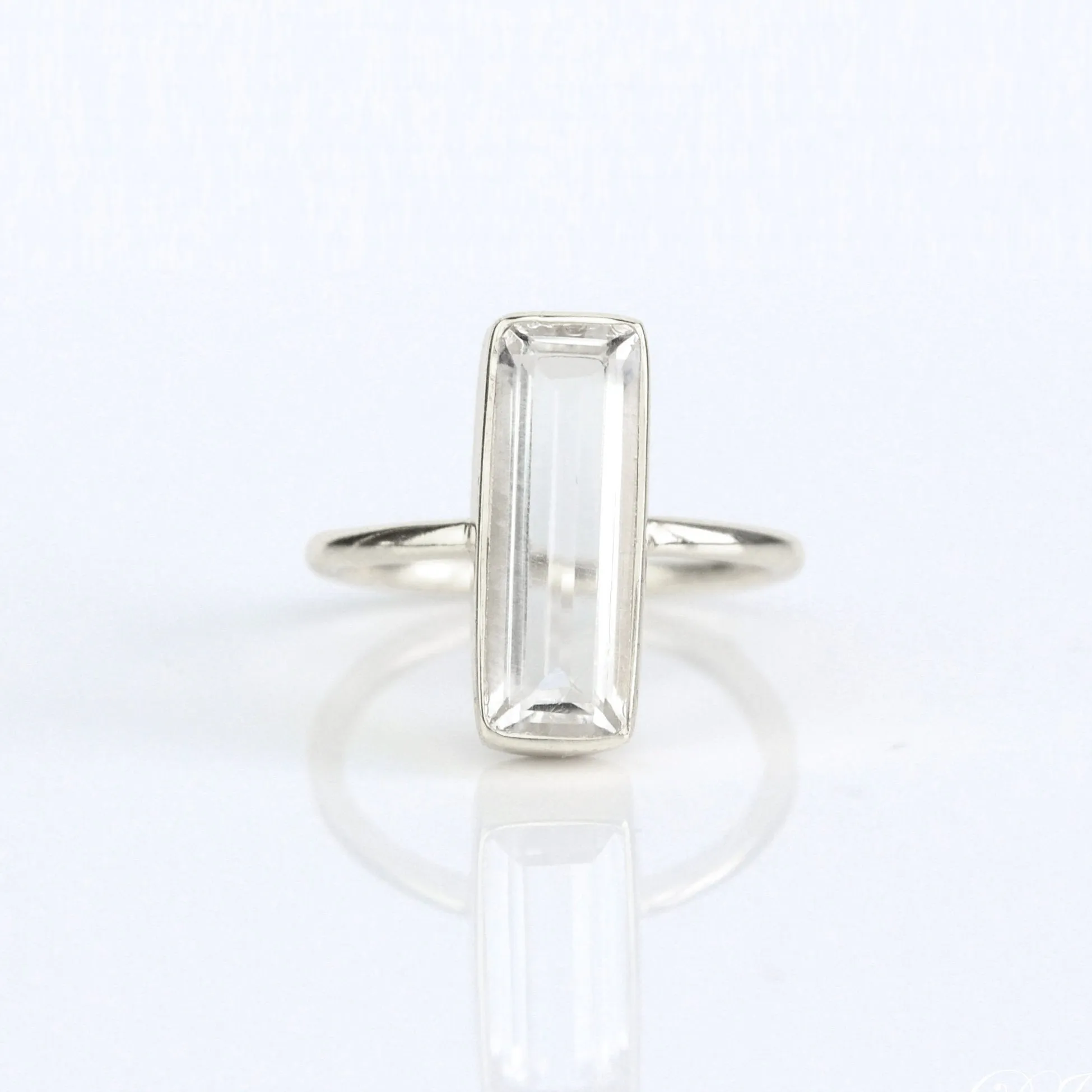 Clear Quartz Bar Ring : April Birthstone