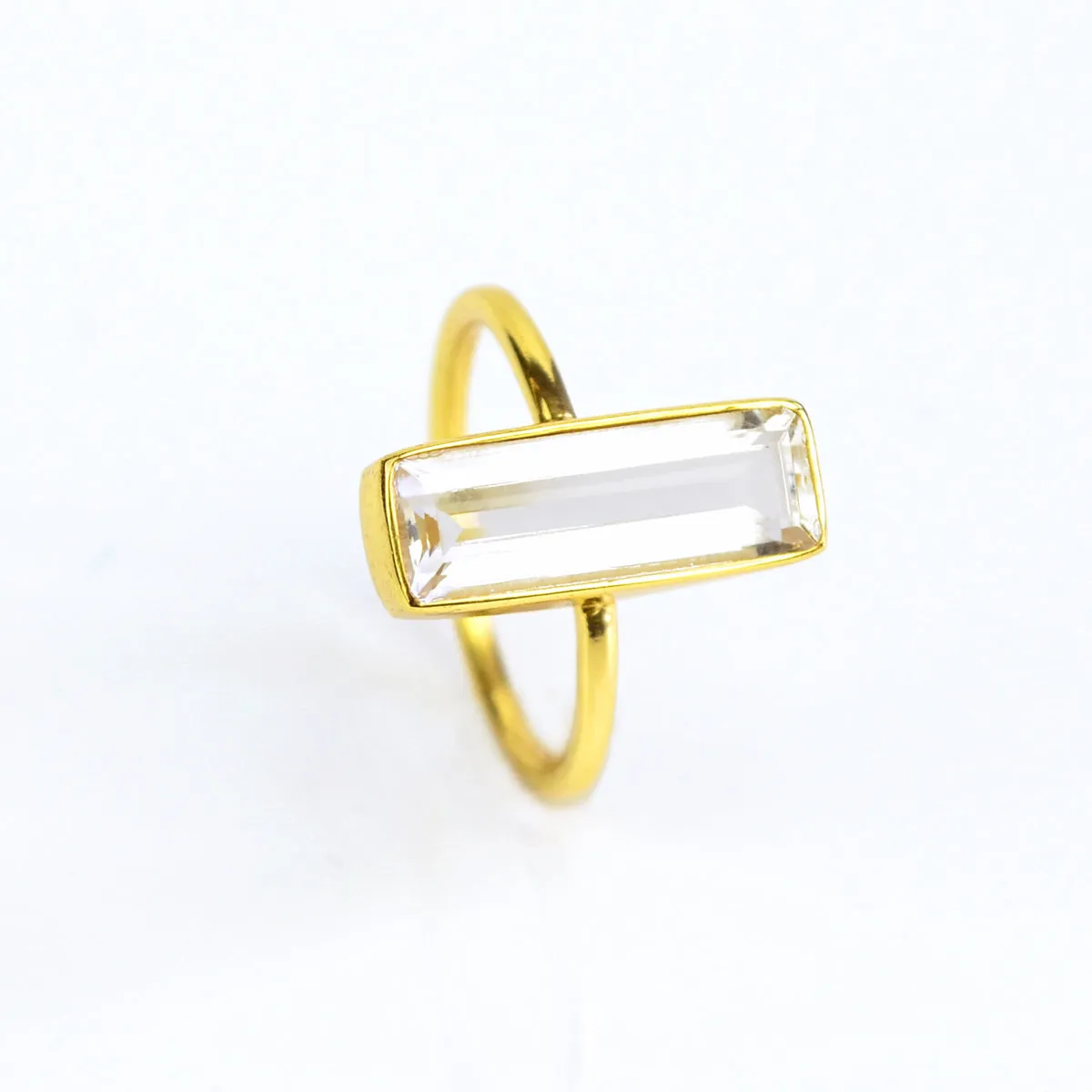 Clear Quartz Bar Ring : April Birthstone