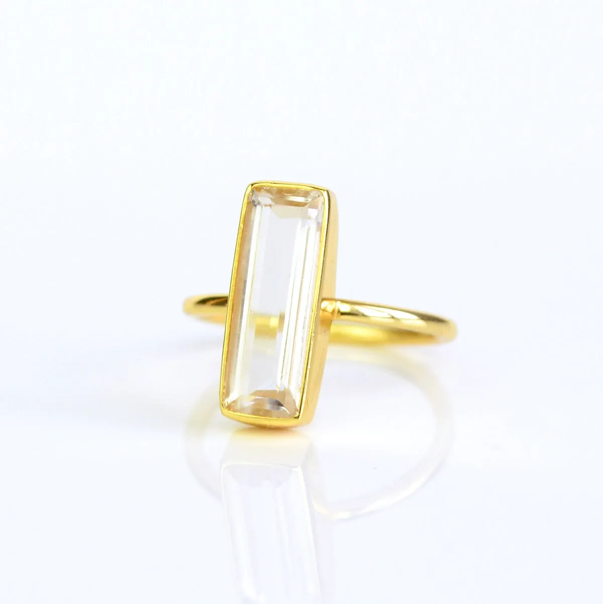 Clear Quartz Bar Ring : April Birthstone