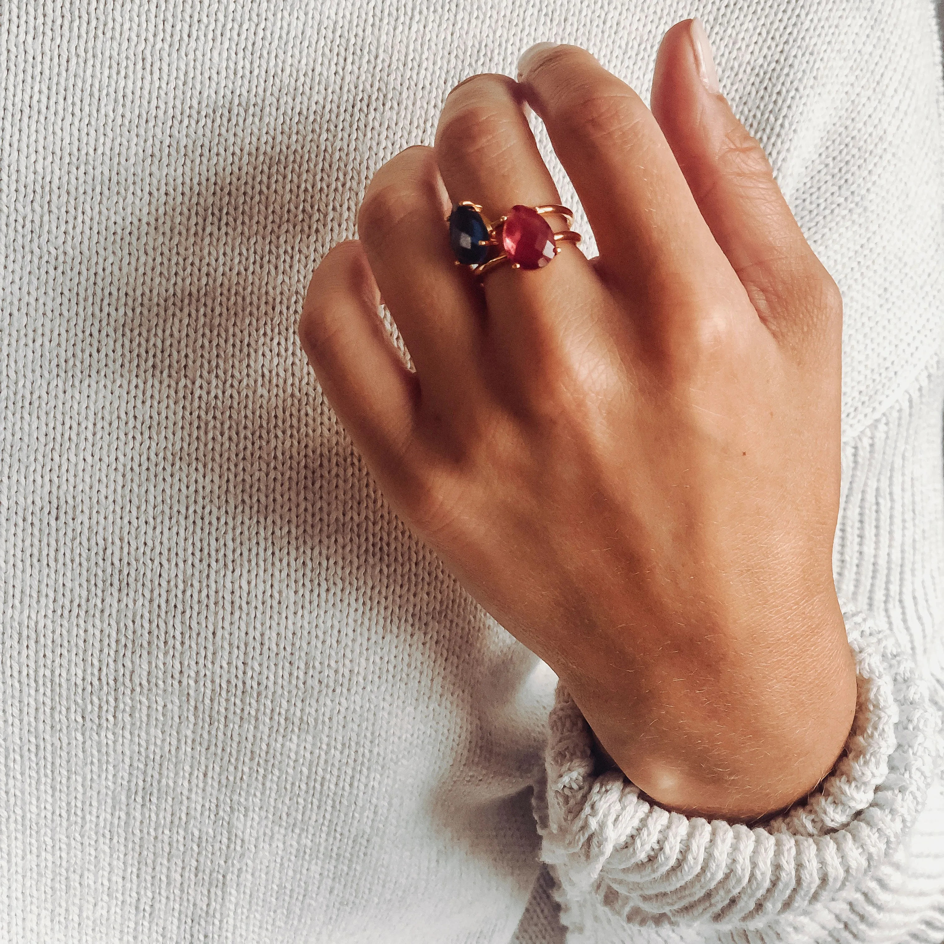 Clear Quartz Teardrop Prong Set Ring • April Birthstone