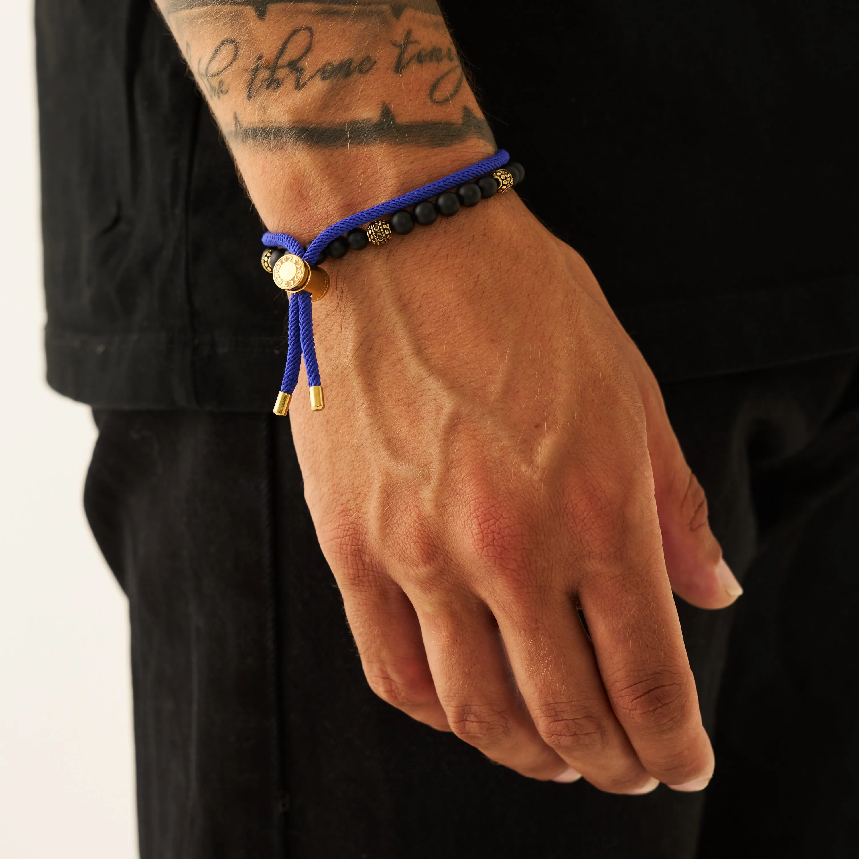 Cobalt Blue Cord Toggle Bracelet (Gold)