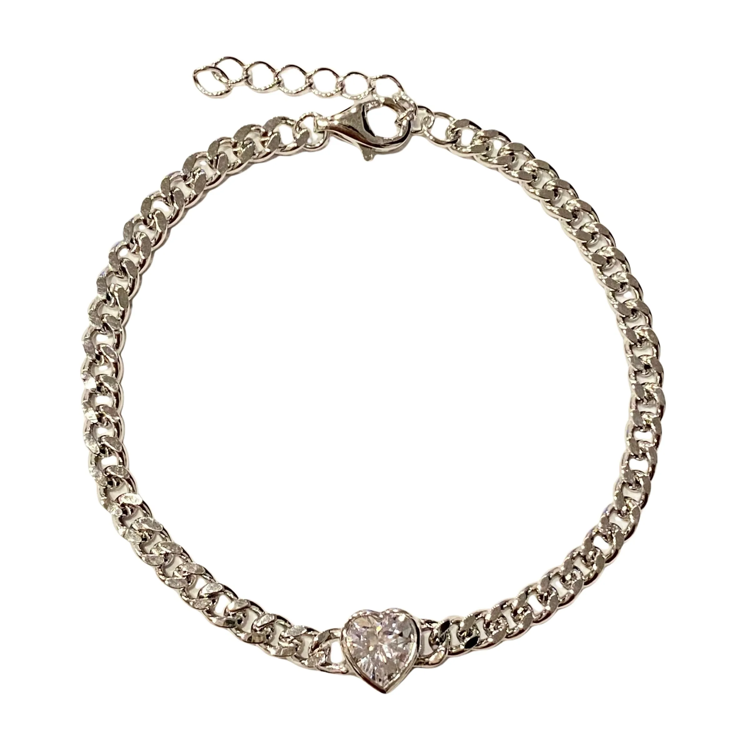 Cuban Chain Heart Bezel Bracelet