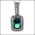 Cubic Zirconia Cz 1.5 Emerald Color Radiant Bail Pendant