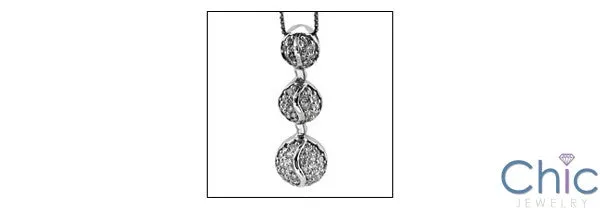 Cubic Zirconia Cz 3 Round Pave Set Half Globes Pendant