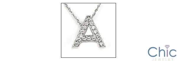 Cubic Zirconia Cz Alphabet Letter in White gold Initial Pendant