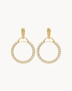 Dainty Starlight Circle Halo Earring Pendants, Gold