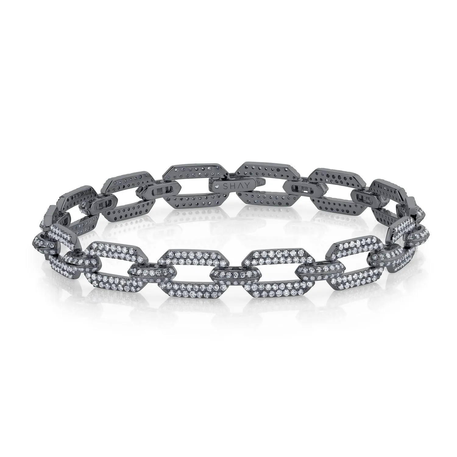 DIAMOND PAVE DOME FLAT LINK BRACELET