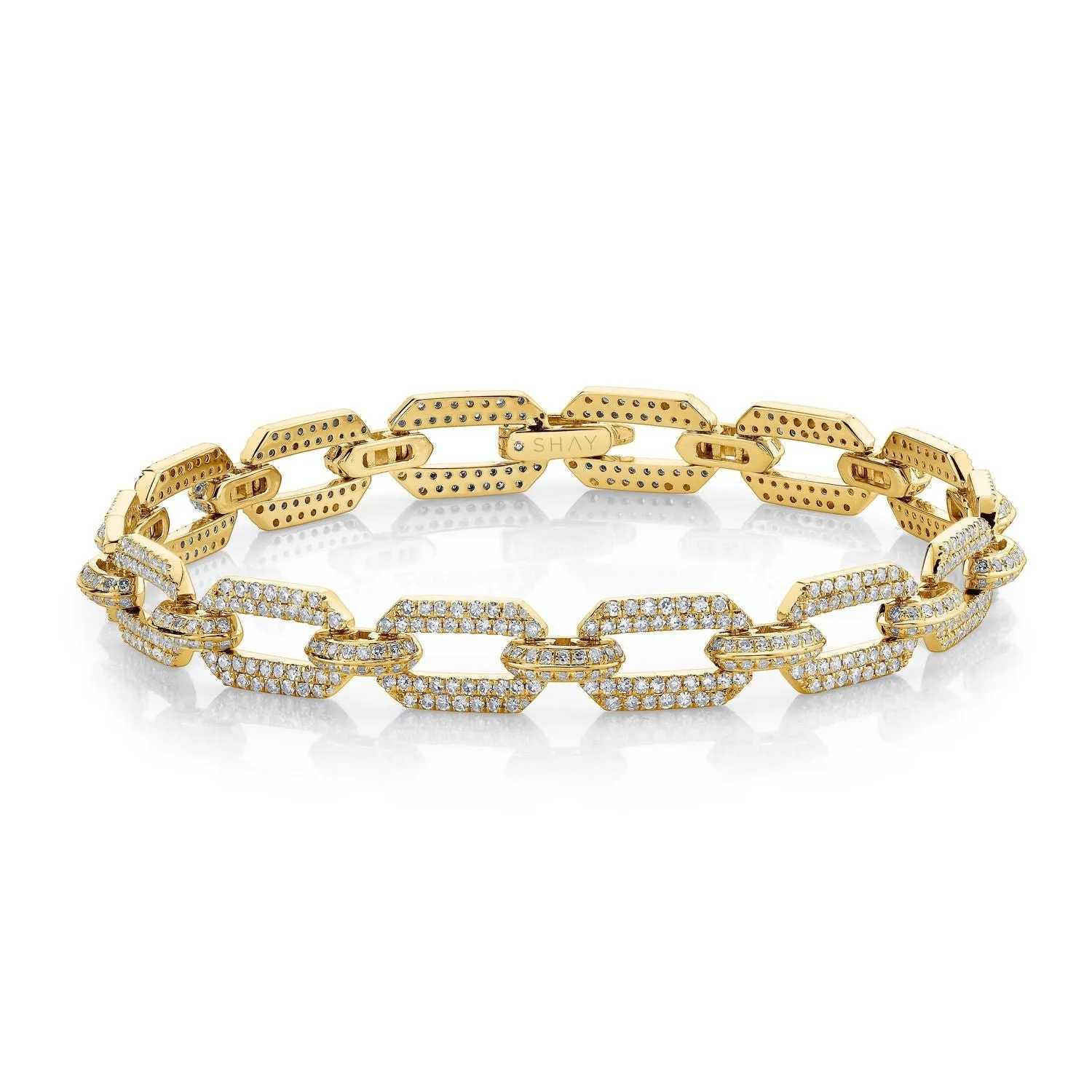 DIAMOND PAVE DOME FLAT LINK BRACELET