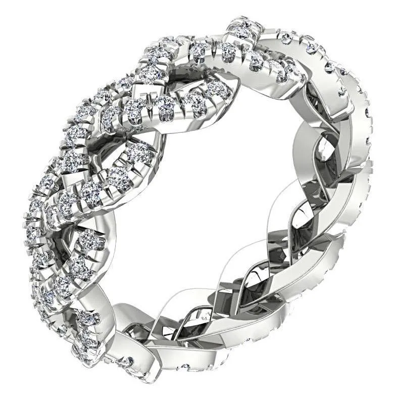 Diamond Twisted Band Ring Platinum