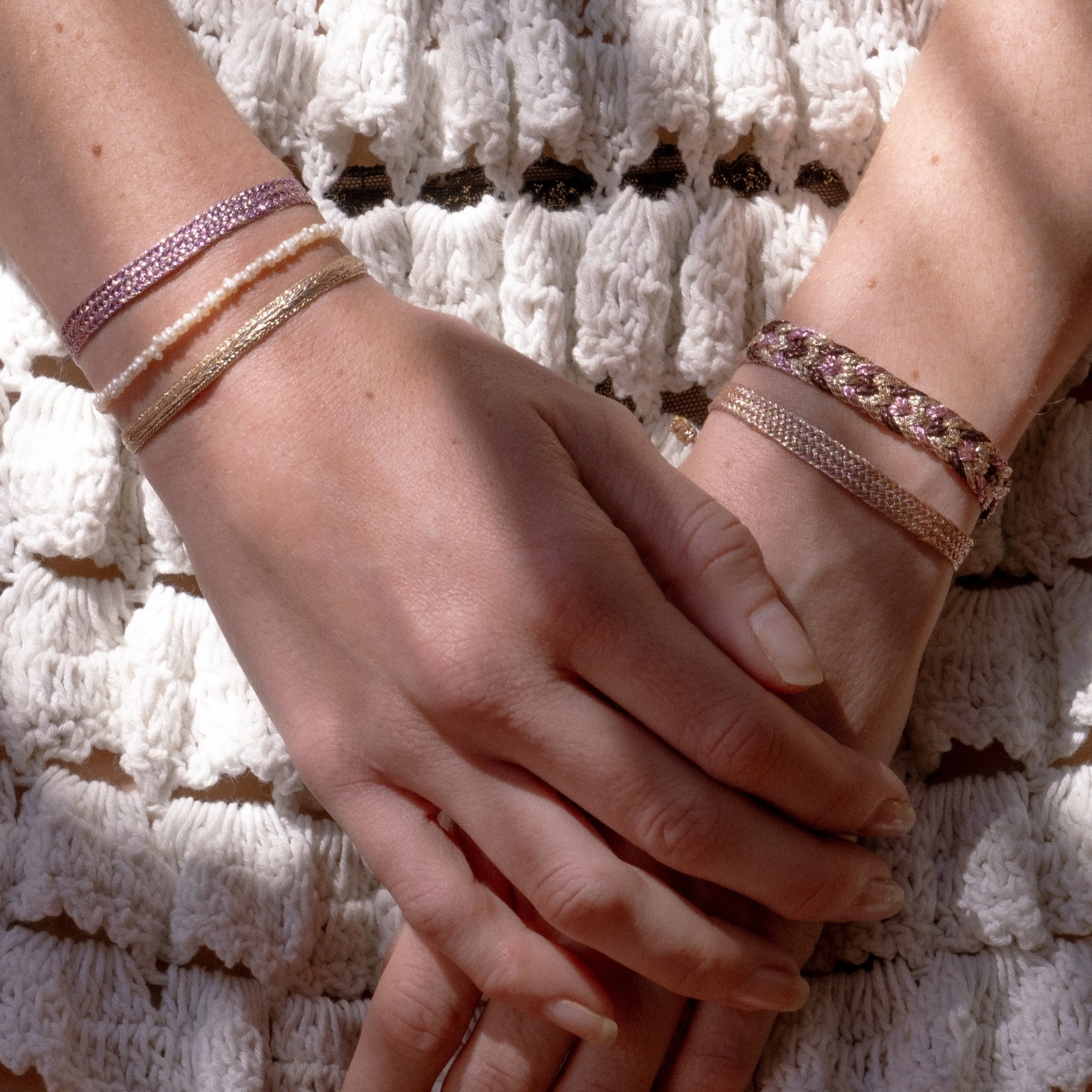 Double-U n°2 Bracelet in Rose Gold Grape Pink