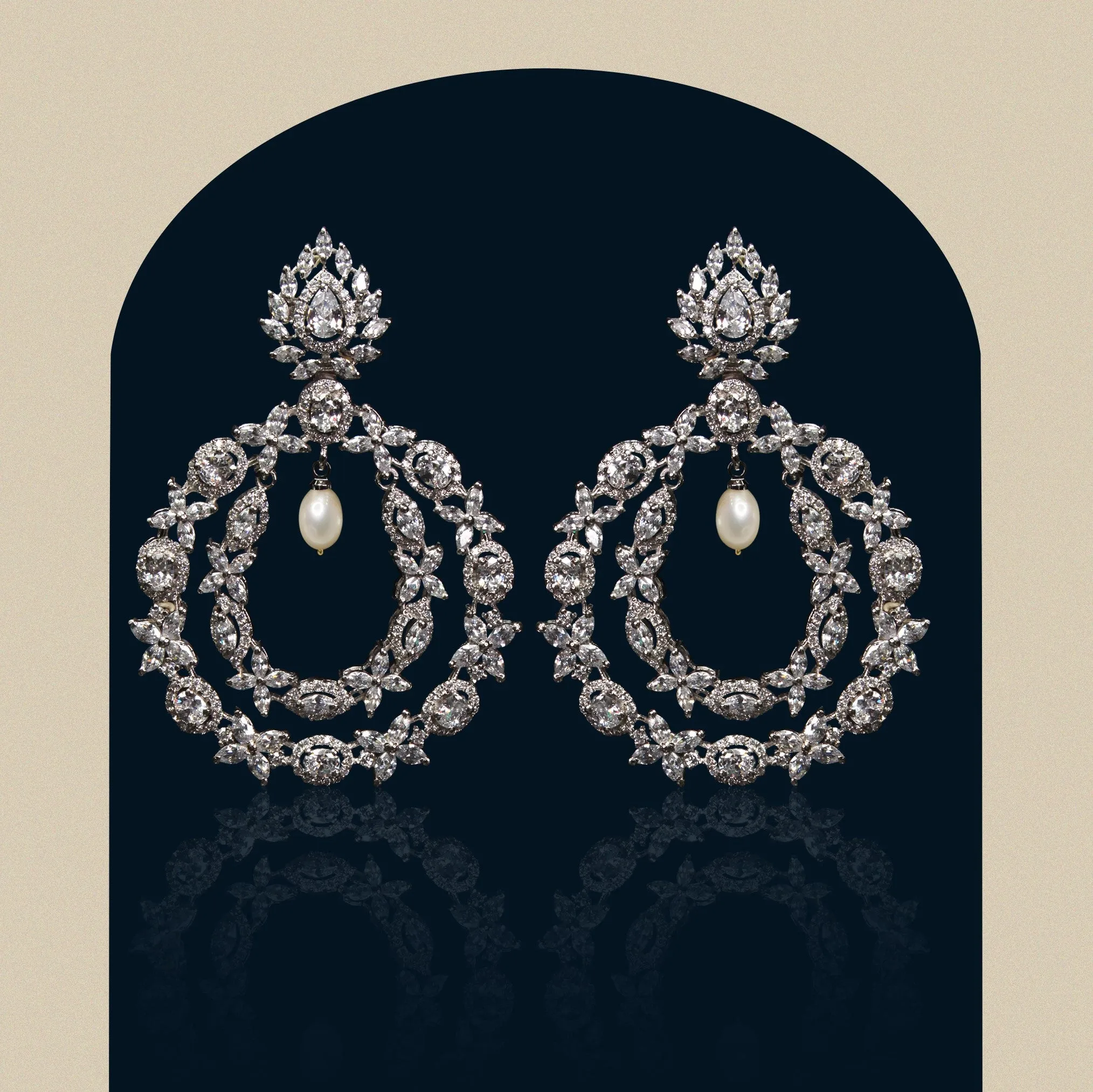 Earrings in Pearls and Zircons