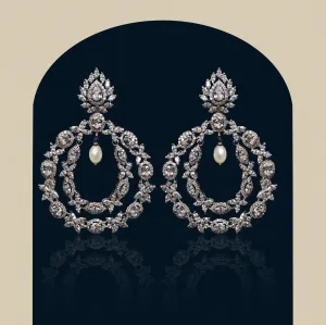 Earrings in Pearls and Zircons