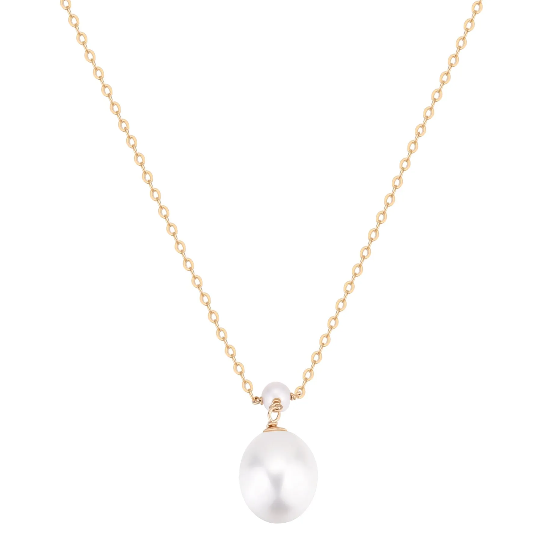 Embellished Series Plump Droplet Pearl Pendant Necklace