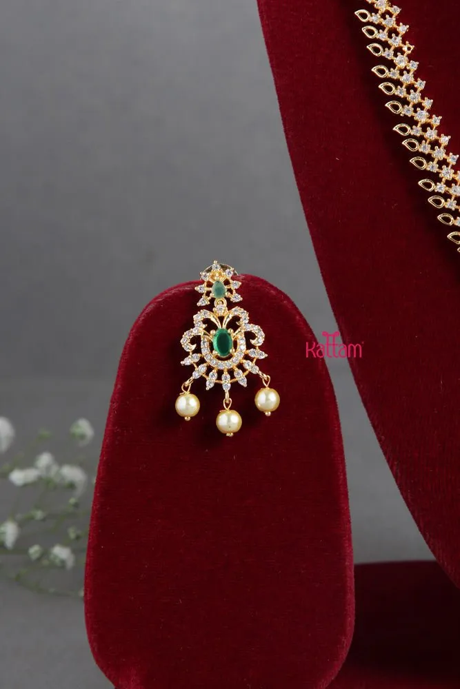 Emerald American Diamond Goldtone Haram