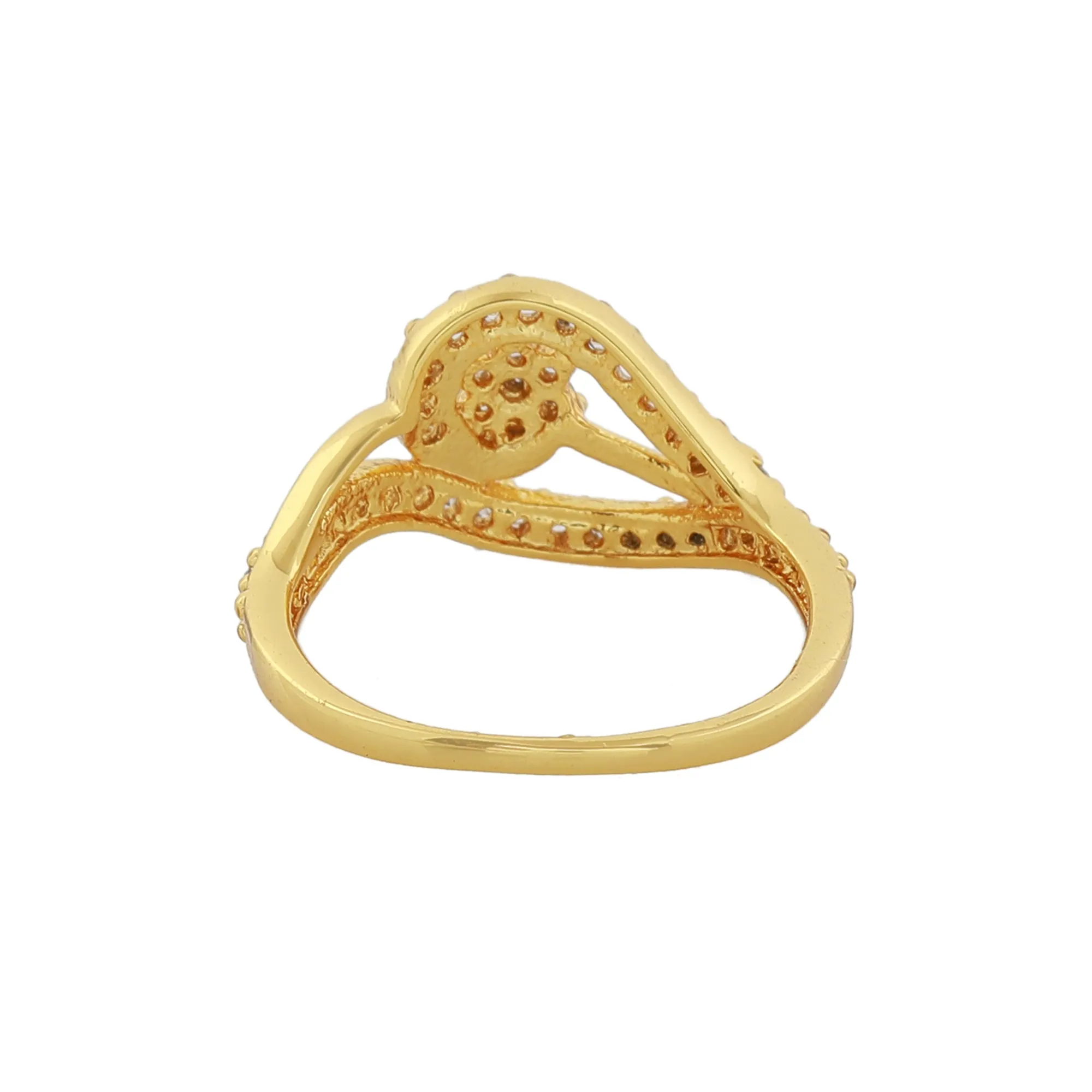 Estele Gold Plated CZ Flower Designer Ring for Women