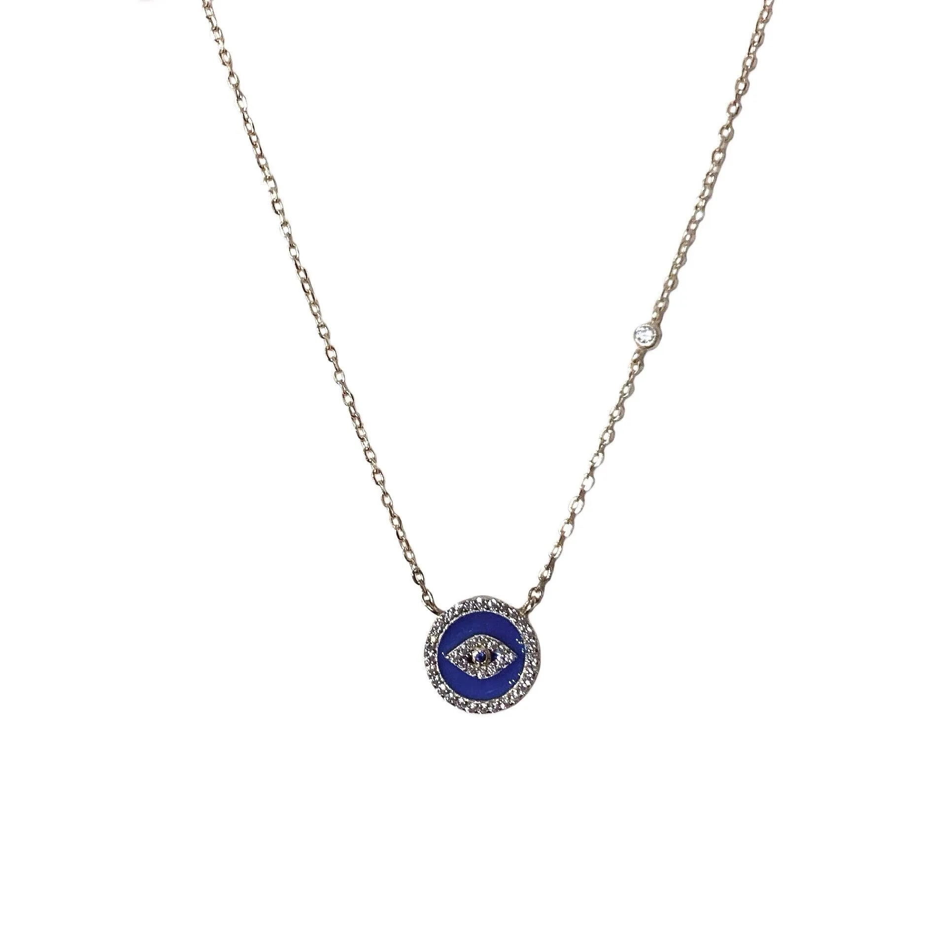 Evil Eye Blue Disc Necklace