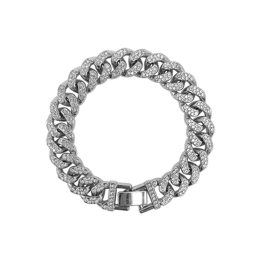 Flat Curb CZ Chain Bracelet