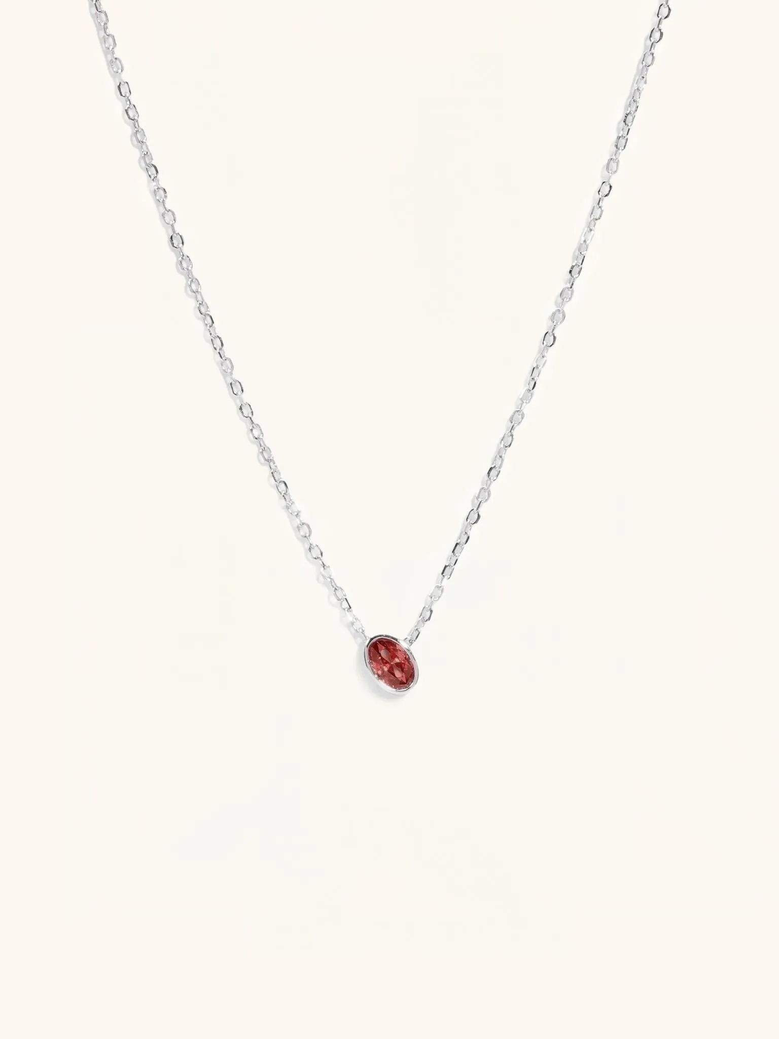 Garnet Birthstone Sterling Silver Necklace