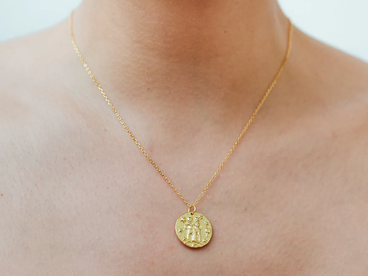 Gemini Zodiac Coin Necklace