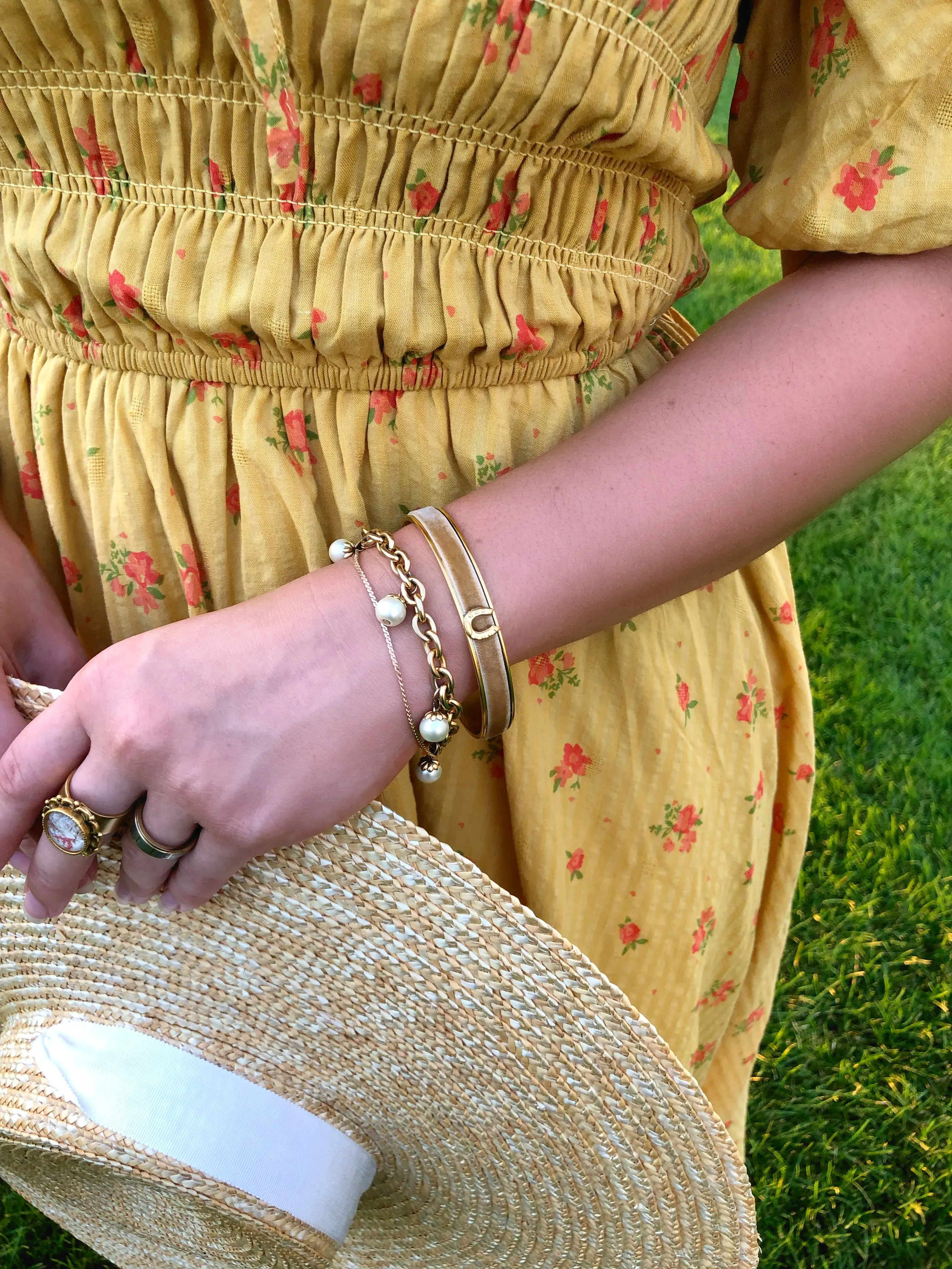 Green & Tan Velvet Bangle Bracelets