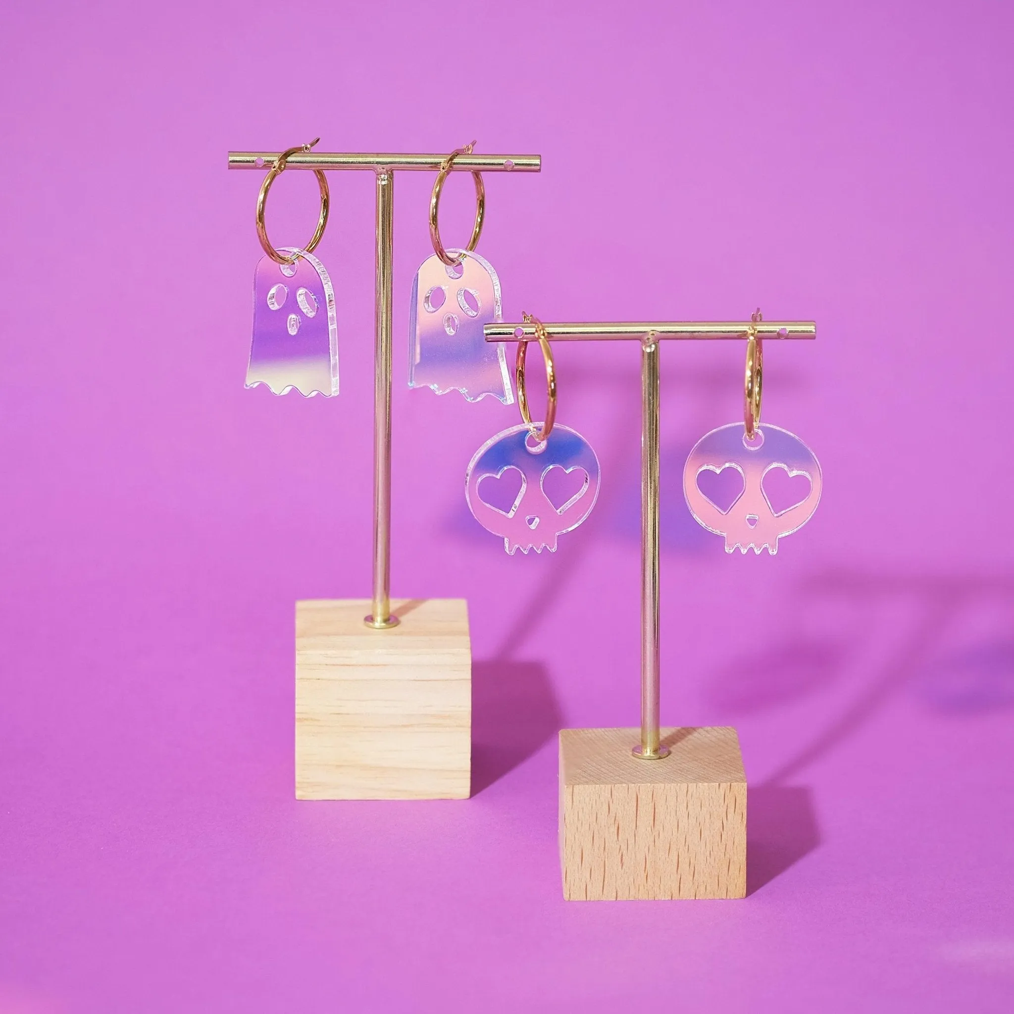 Iridescent Ghost Hoop Earrings