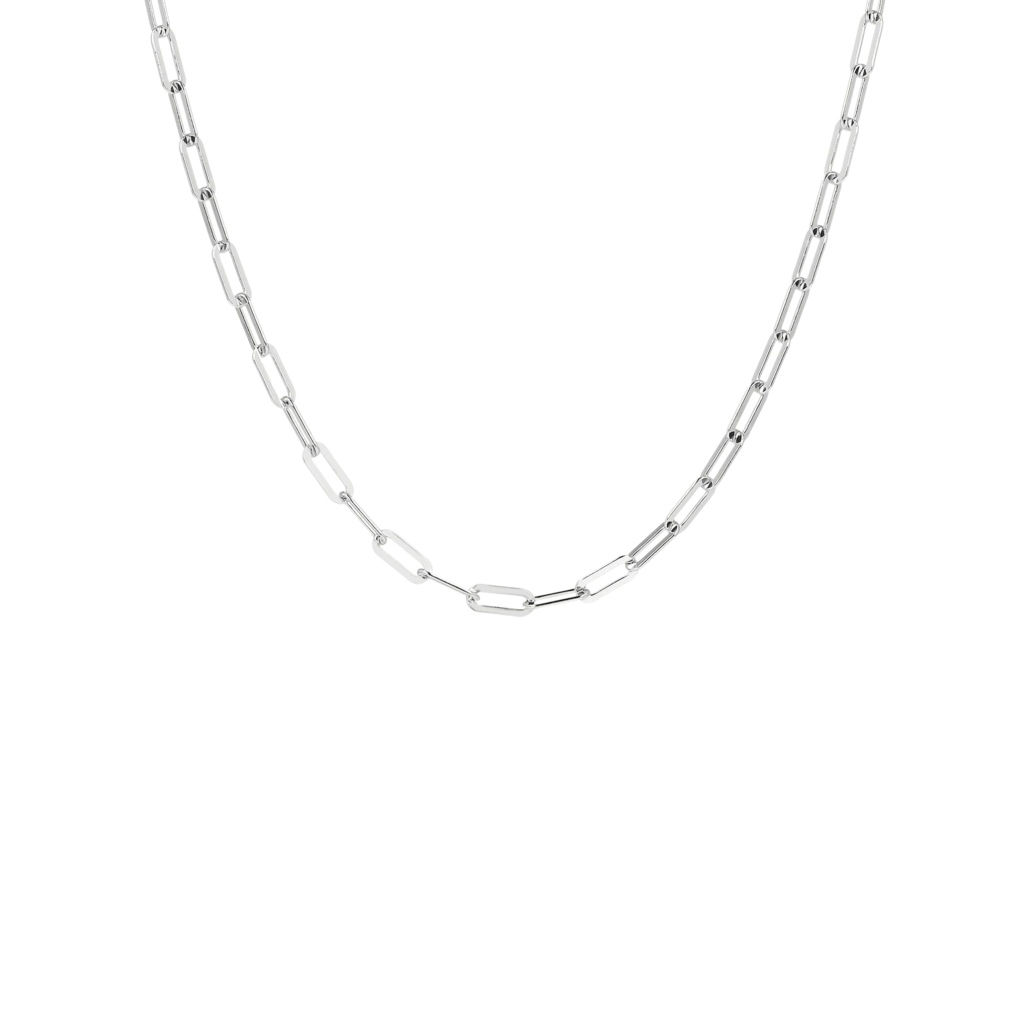 Italian Sterling Silver 16" Petite Paperclip Link Necklace