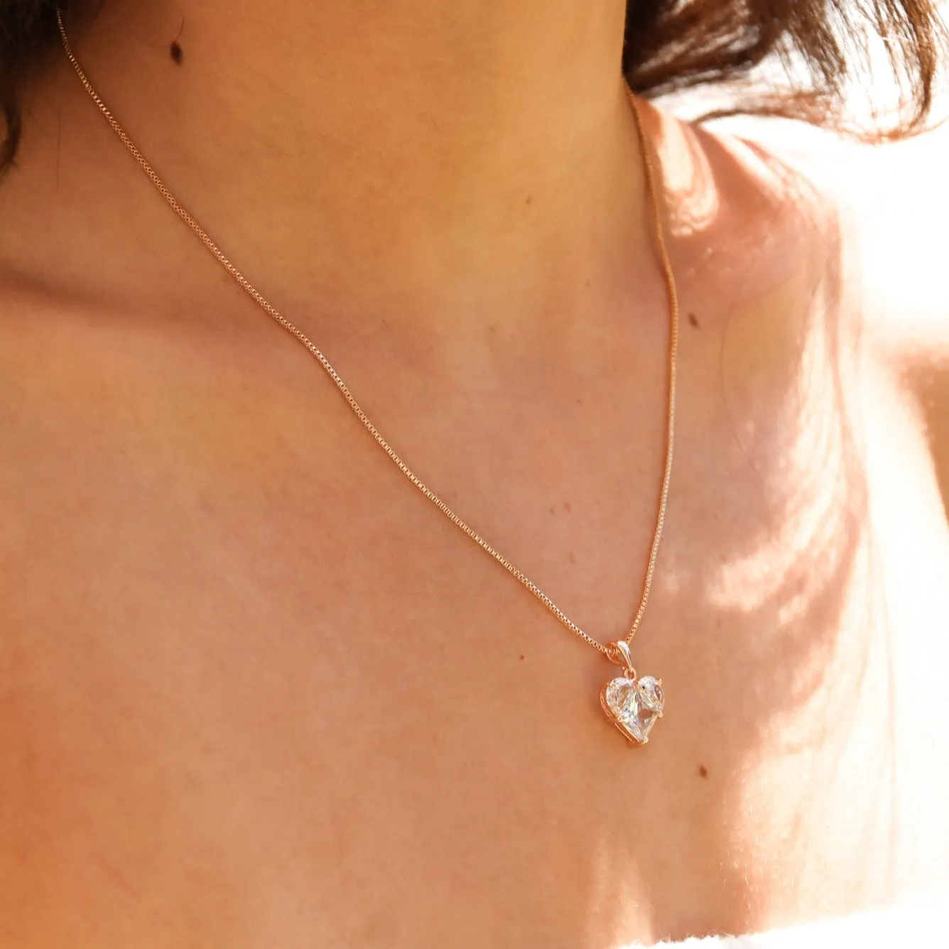 Juliet | Gold & Cubic Zirconia Heart Necklace