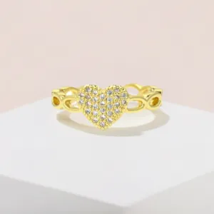 Kathryn Pave Heart Link Ring