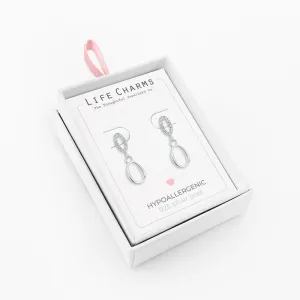 Life Charms silver drop stud earrings