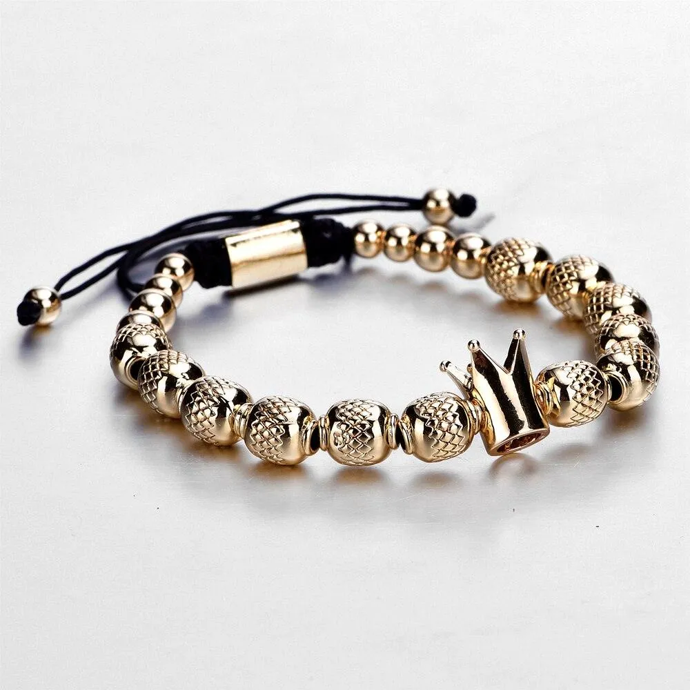 Luxury Royal Crown Skull Charm Bracelet Men Fashion 2020 Unique Design Gold Color Braided Adjustable Bangle Pulseira Bileklik