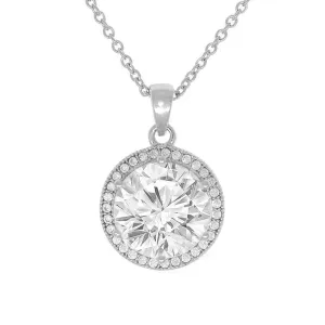 Mariah 18k Gold Round Cut CZ Halo Pendant Necklace