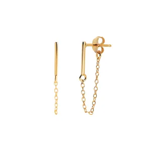 Mini Bar Chain Stud Earrings