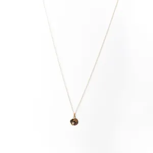 Mini Disc with Birthstone Pendant Necklace, Solid Gold