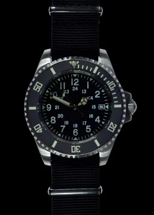 MWC 24 Jewel U.S Pattern 300m Automatic Military Divers Watch with Sapphire Crystal and Ceramic Bezel on a NATO Webbing Strap