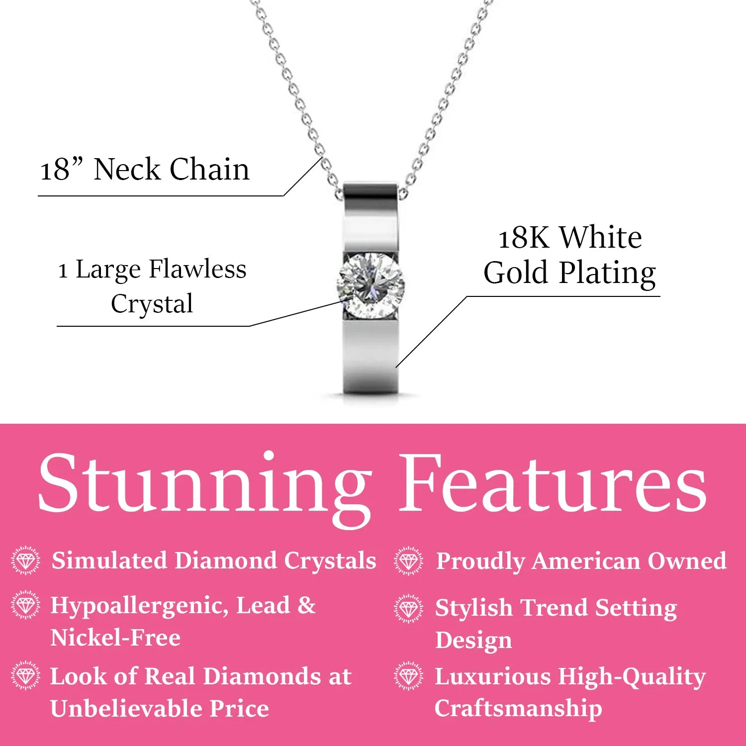 Nailea 18k White Gold Plated Pendant Necklace