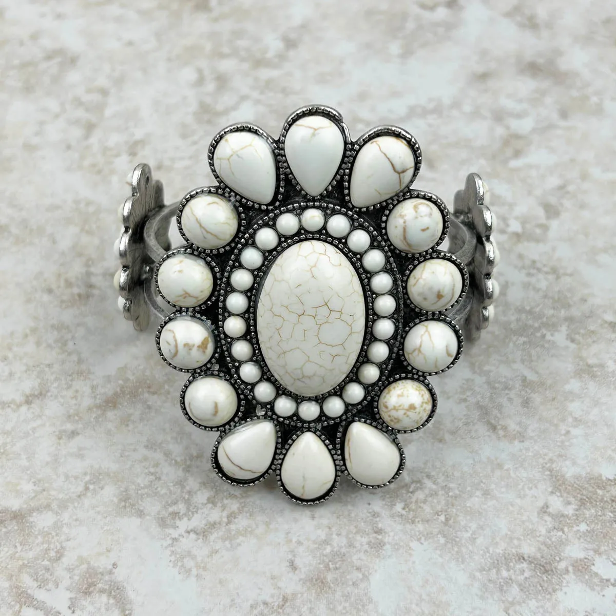 Natural Stone Concho Cuff Bracelet