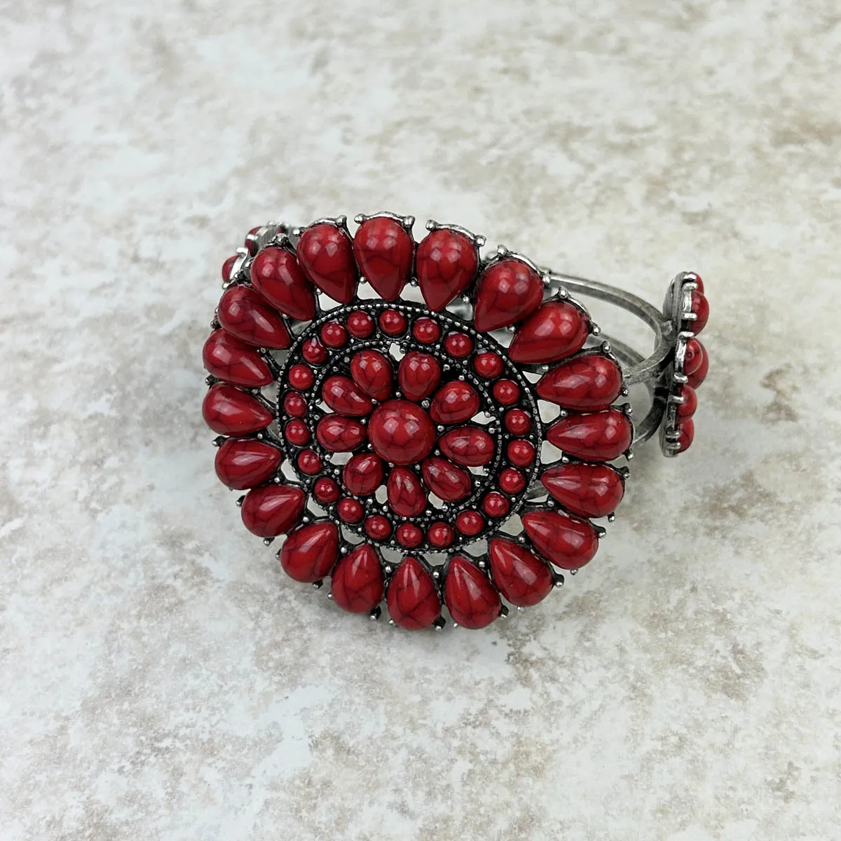 Natural Stone Concho Cuff Bracelet