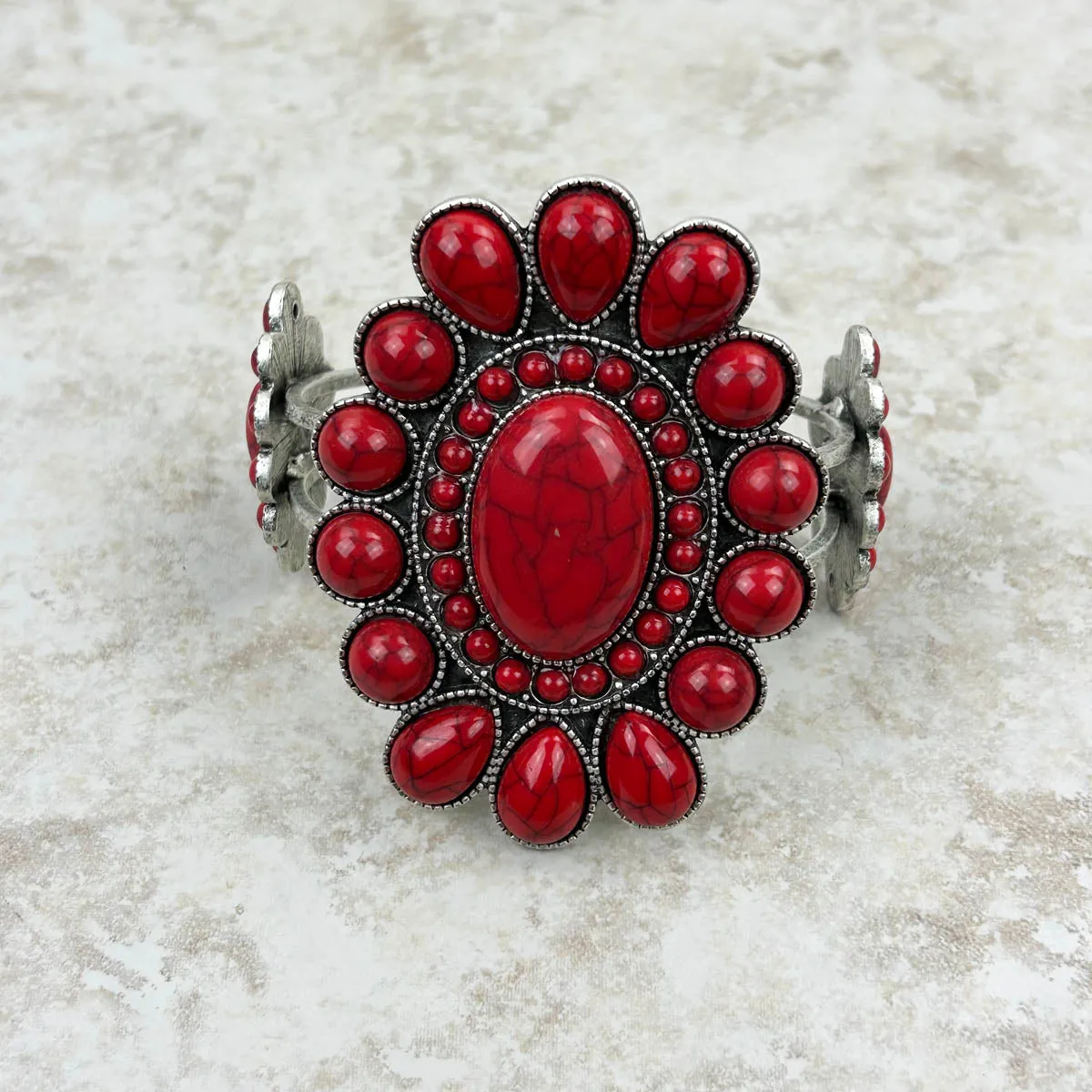 Natural Stone Concho Cuff Bracelet