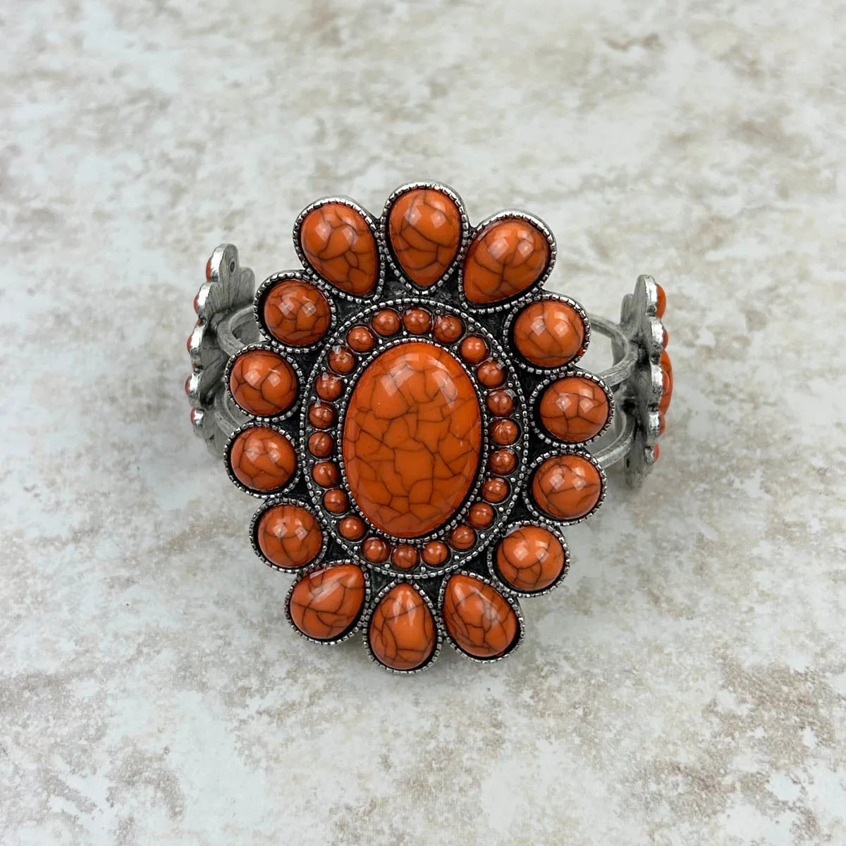 Natural Stone Concho Cuff Bracelet