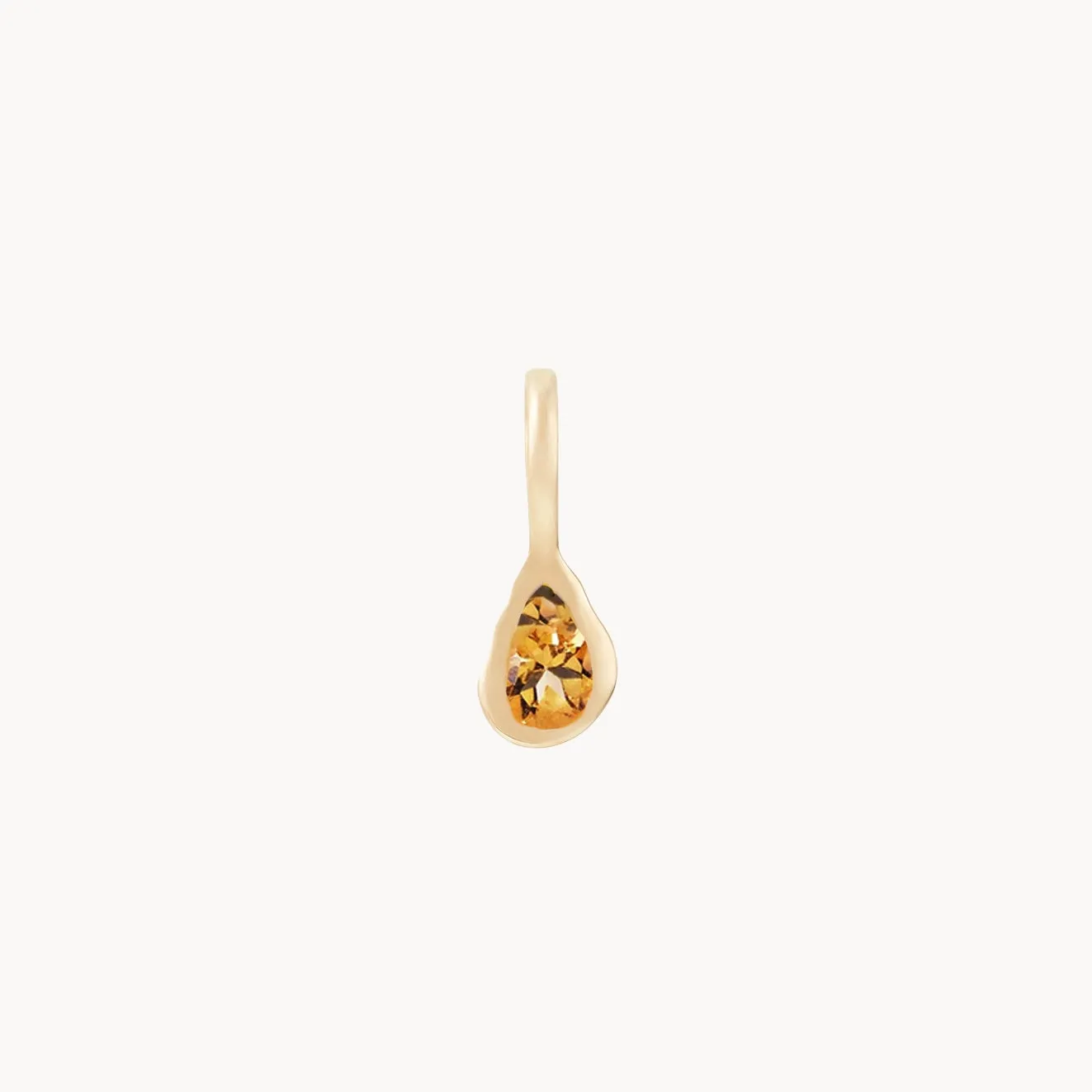 pear citrine november mood birthstone charm - 10k yellow gold, citrine