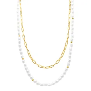 Pearl and Paperclip Adjustable Chain gold